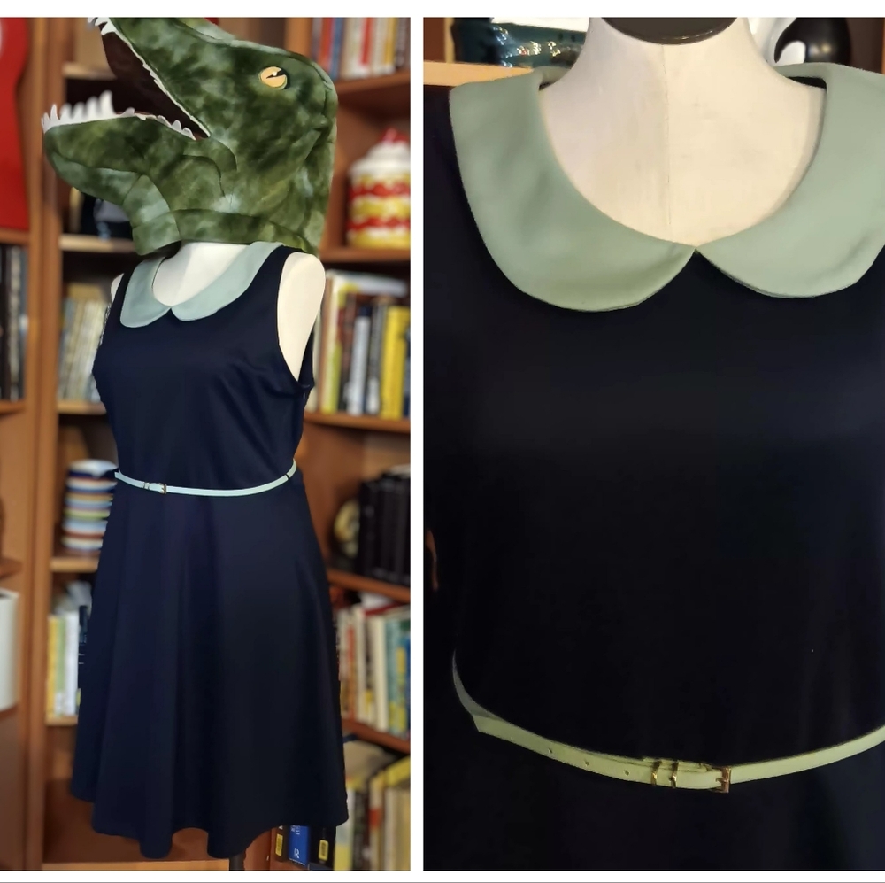 Modcloth Fervour Peter Pan Collar Fit And Flare Dress With Belt